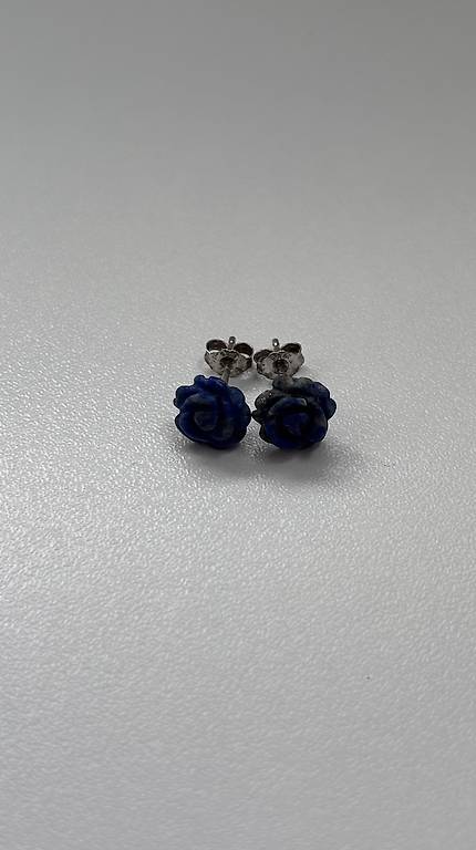 Lapis Lazuli Ohrstecker Rosen Silber 925