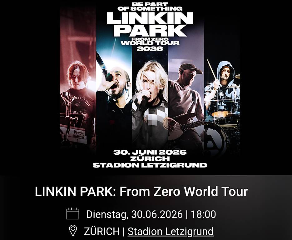  LINKIN PARK: From Zero World Tour 2026 Zürich Canton Basel-Landschaft Illustration 