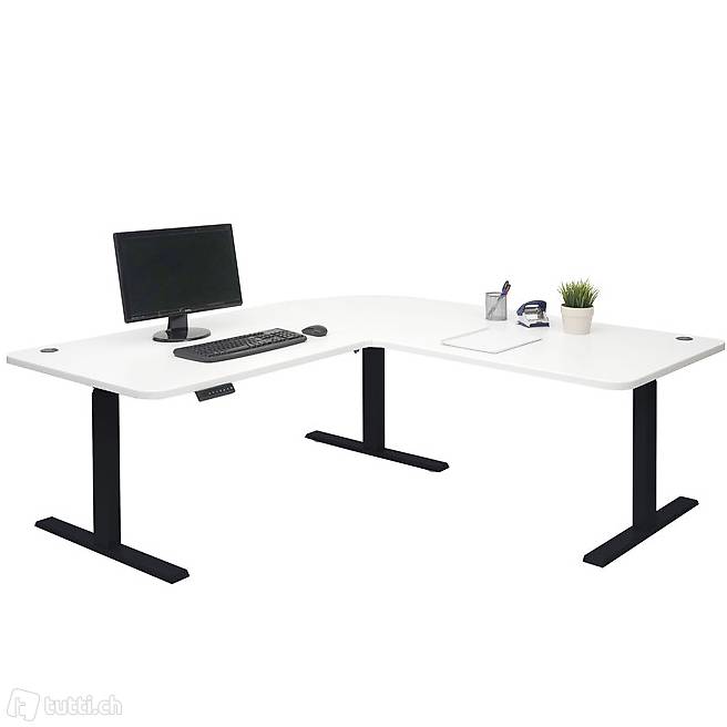 Eck-Schreibtisch HWC-D40, Computertisch, elektrisch