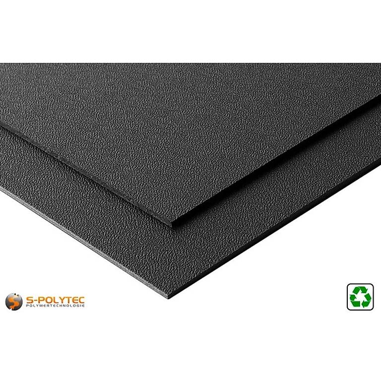 1mm ABS Platte Schwarz, einseitig genarbt