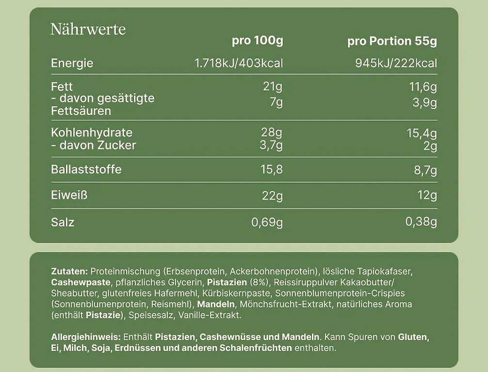 Vetain Crispy Veganer Protein Riegel - Pistazie / Pistachio im Kanton ...
