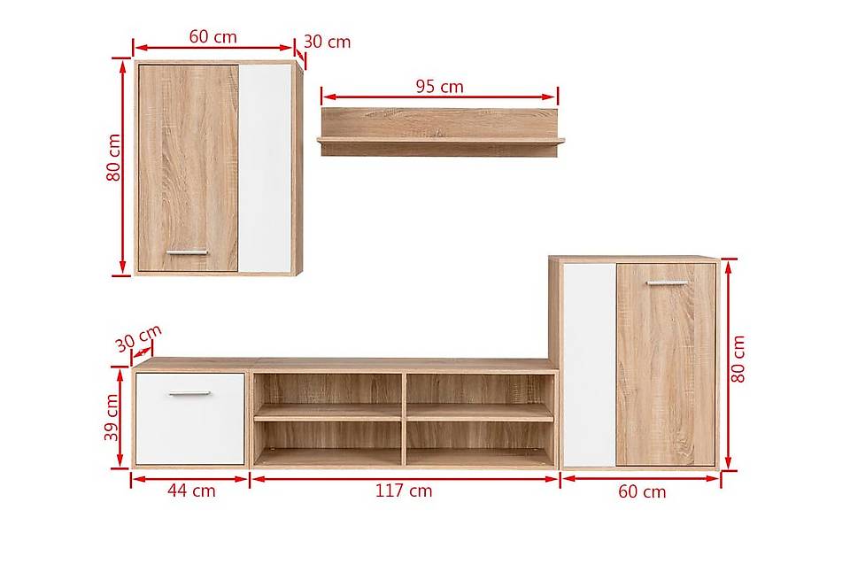 5-tlg. TV-Wohnwand-Set Eiche in Zug kaufen - Bohnet Trade GmbH - tutti.ch