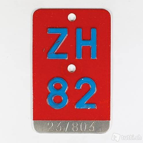Velonummer ZH 1982 / Kanton Zürich