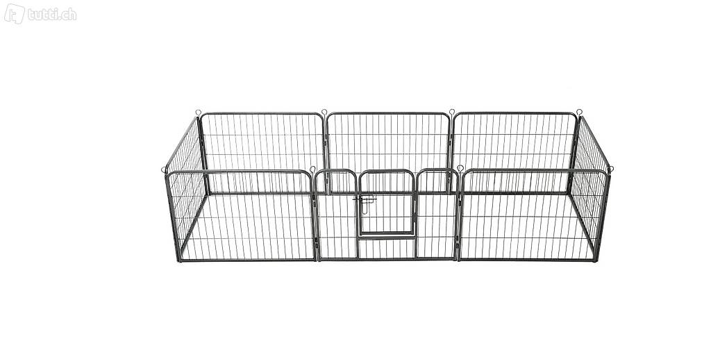  Hunde-Laufgitter 8 Paneele Stahl 60 x 80 cm Schwarz