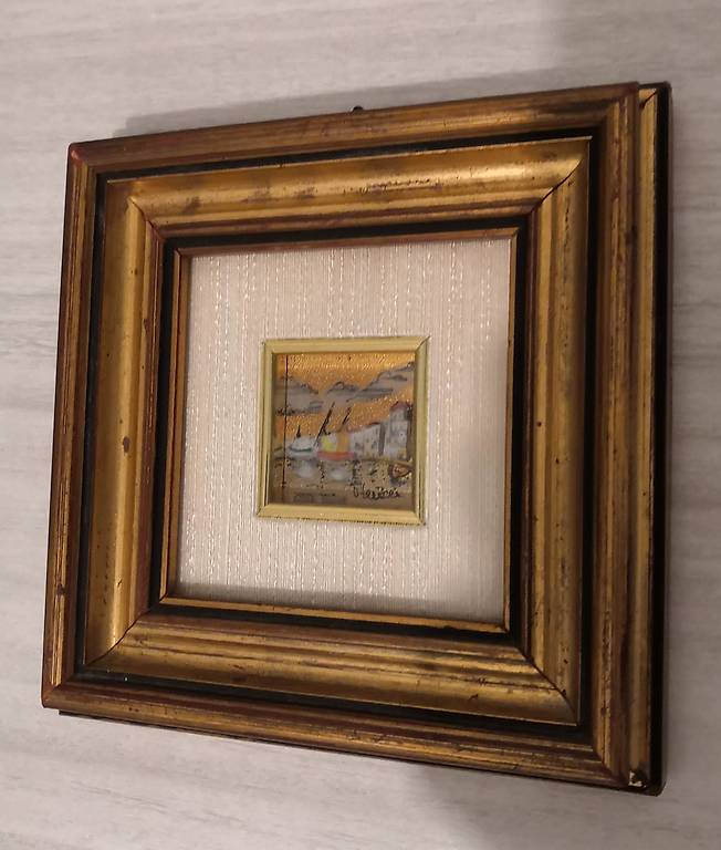 SYGALLERIER Quadro Astratto Città Con Lamina D'Oro - Tela 75x100 Cm, Dipinto A Mano, Moderno In Bianco E Nero, Per Soggiorno E Camera Da Letto