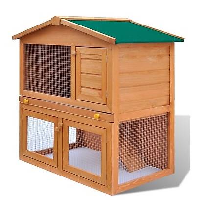 Mucola Hasenstall 140x115x60cm - 2-stöckiges Kleintiergehege Mit Freilauf