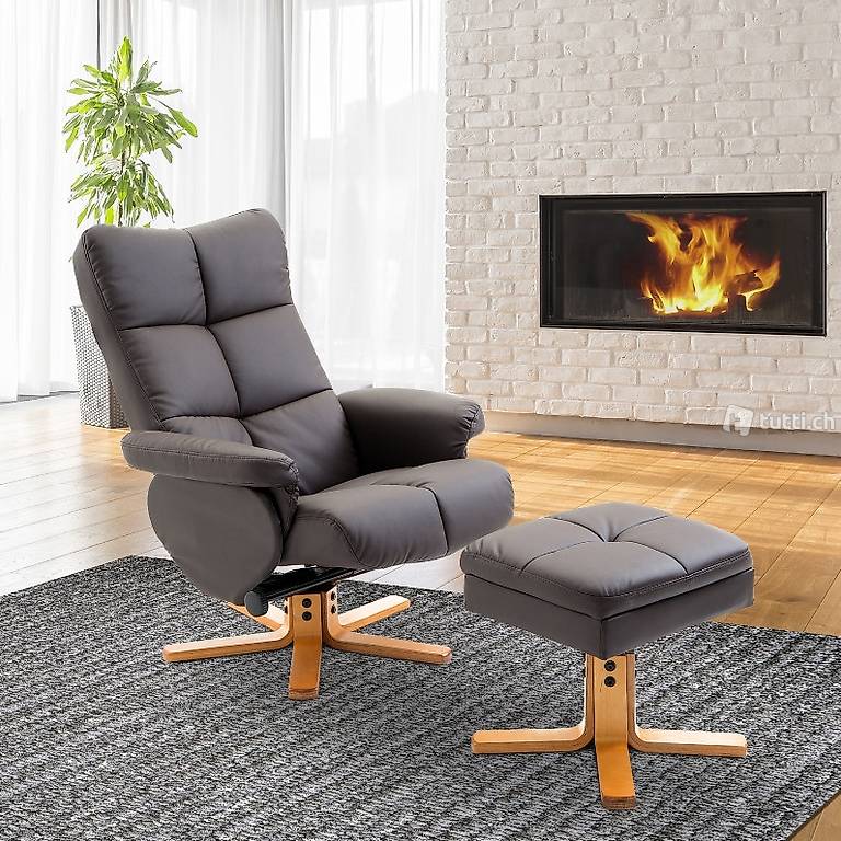  Relaxsessel Fernsehsessel 360° drehbarer Sessel mit Hocker