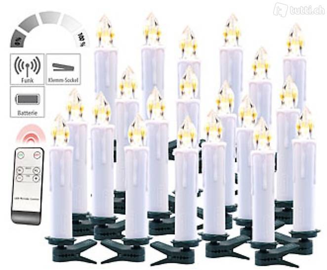  FUNK-Weihnachtsbaum-LED-Kerzen mit FUNK-Fernbedienung, 20er-