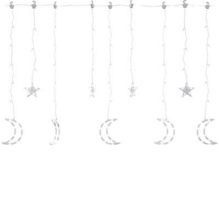 Lichterketten Stern und Mond Fernbedienung 345 LED Kaltweiß