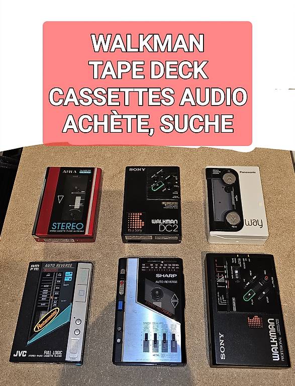 Walkman,tapes decks et cassettes audio vierges sous blister im Kanton
