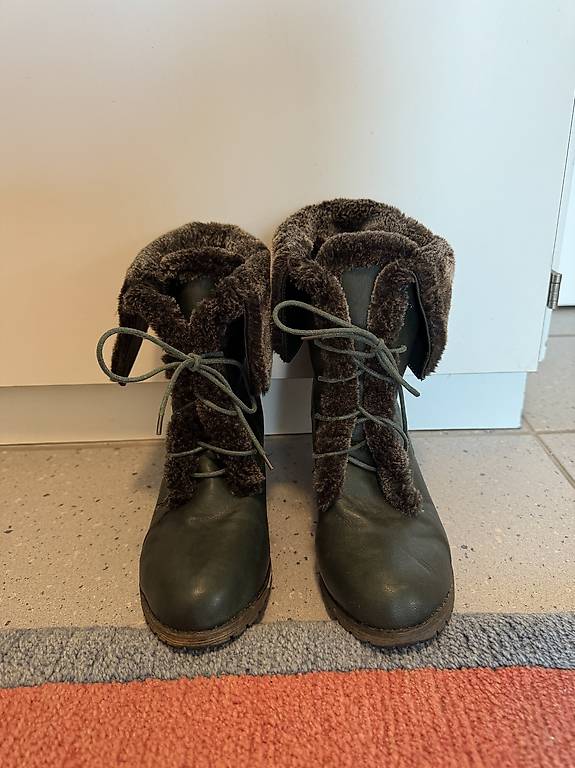 Stiefel Mit Absatz Und Fell Oog Stiefel Grau Fell Boots OB0542