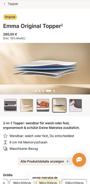 Emma Topper Classic / Original 180x200 Top Zustand