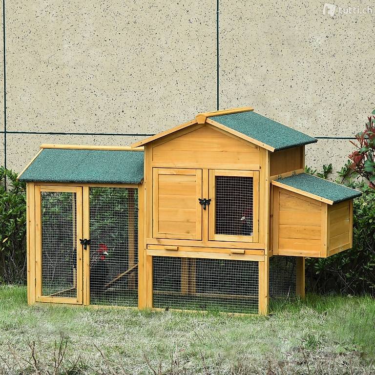  Hühnerstall Hühnerhaus mit Auslauf Geflügelstall mit Stange