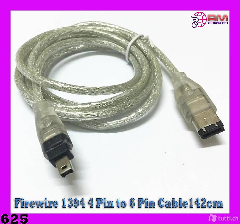  Firewire 1394 4 Pin to 6 Pin Cable142cm