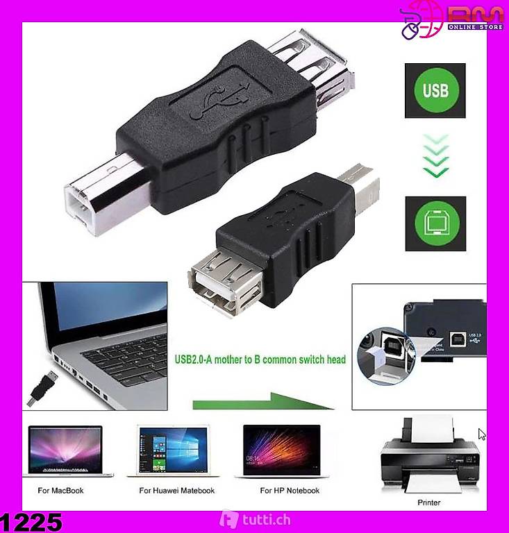  USB 2.0 A-Buchse auf B-Adapterstecker