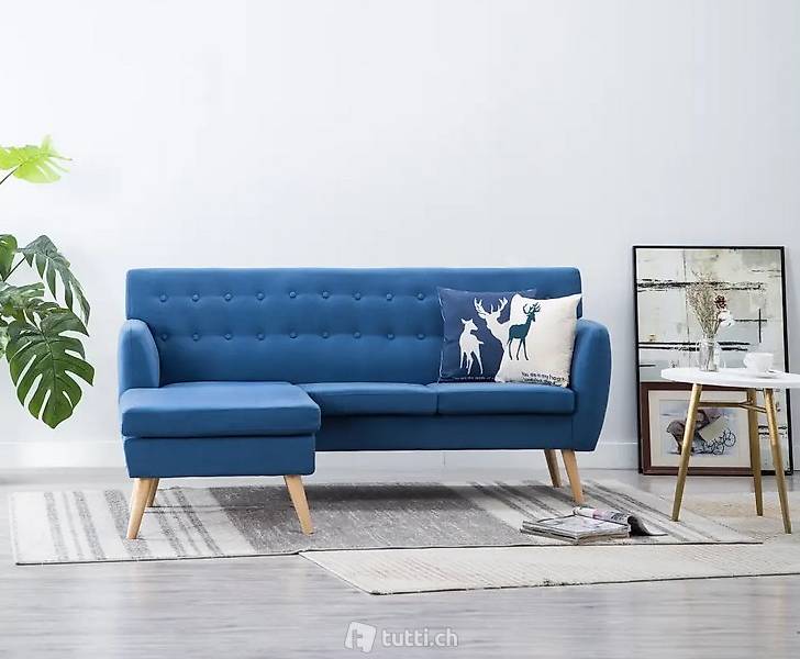  Sofa in L-Form Stoffbezug 171,5 x 138 x 81,5 cm Blau
