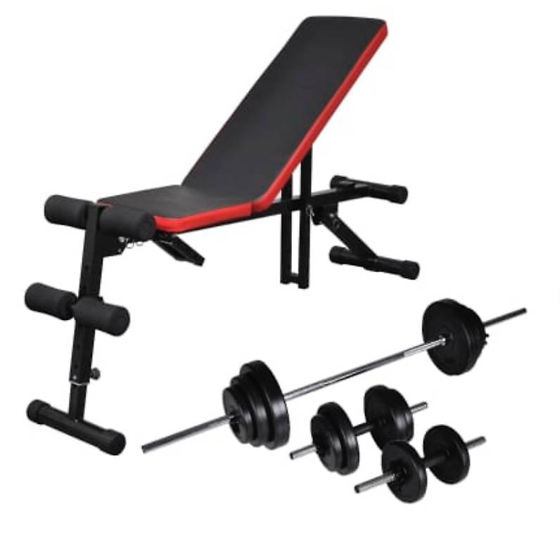 Einstellbare Trainingsbank mit Lang- und Kurzhantel-Set 30,5 Cantone