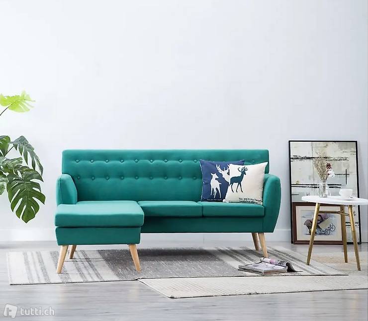  Sofa in L-Form Stoffbezug 171,5 x 138 x 81,5 cm Grün
