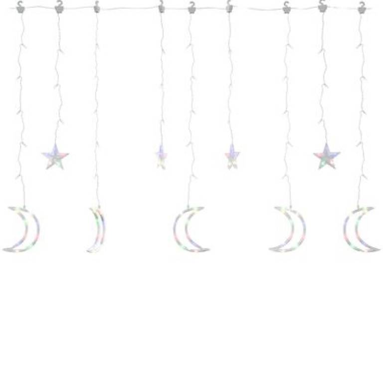 Lichterketten Stern und Mond Fernbedienung 138 LED Bunt