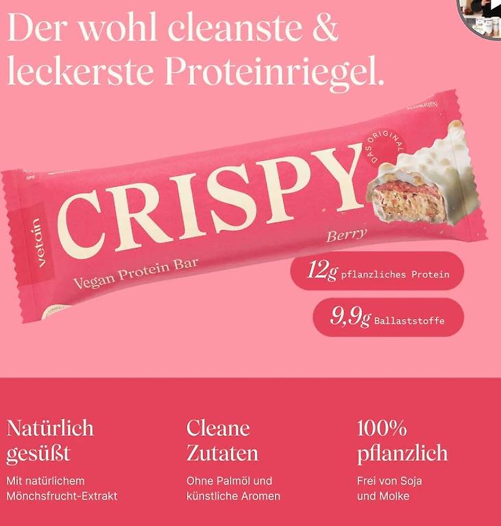 Vetain CRISPY Vegan Protein Riegel - Beere // Berry im Kanton Zürich ...