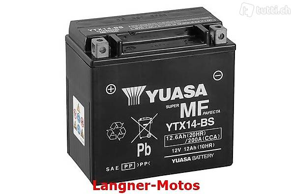 YTX14L Yuasa 12Ah AGM Motorradbatterie