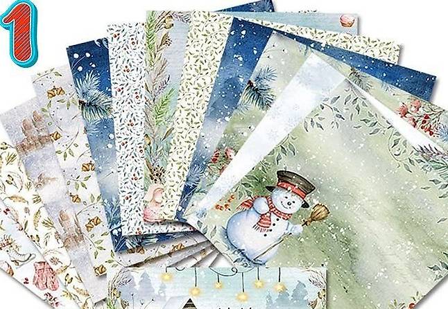 24 Blatt Weihnachts Scrapbooking Papier - 12 Vintage Motive 15x15cm DIY Bastelset