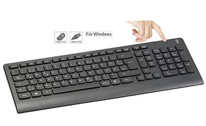 USB-Standardtastatur mit 360°-Fingerabdruck-Scanner, ab Wind