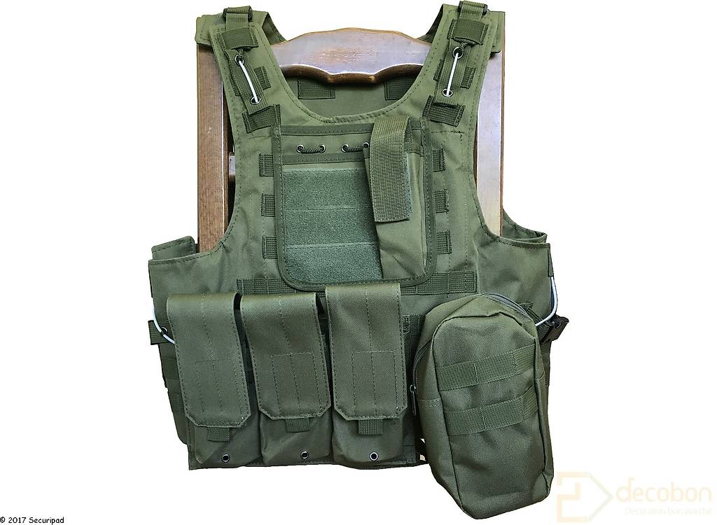 BOMTURN Taktische Airsoft-Weste, Grün – Verstellbar Von S Bis XXL, Mit MOLLE-System & Atmungsaktivem Polster
