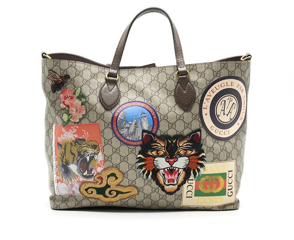 Shoulder Bag Gucci Tasche Mit Sticker Gucci Supreme Canvas Tote