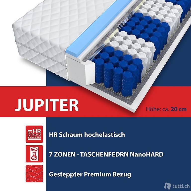  Matratze 80x200 - JUPITER 7 Zonen H2/H3