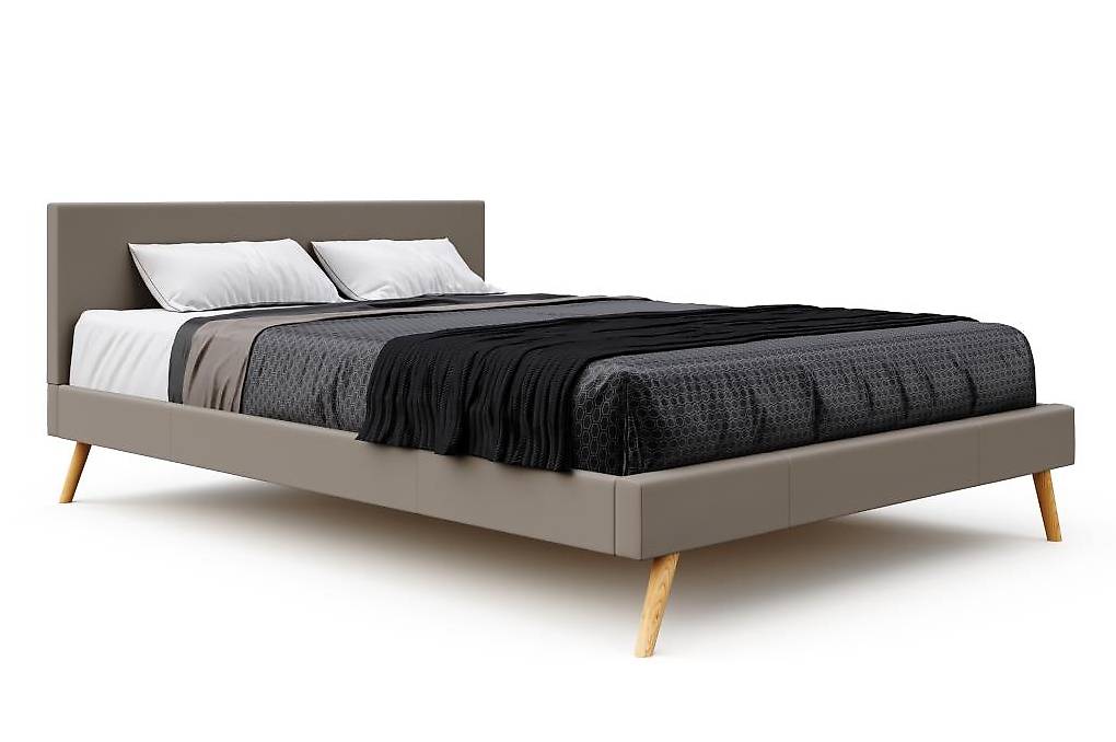 NEUWARE >> Lederbett ELVAR 160 x 200 cm taupe