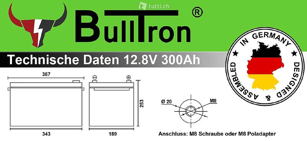  BullTron LiFePO4 Batterie 12,8V 300Ah inkl. Smart BMS