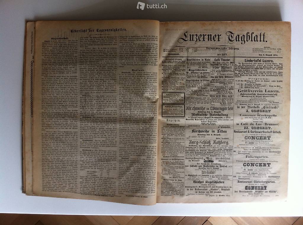 Luzerner Tagblatt von 1874 (Unikat)