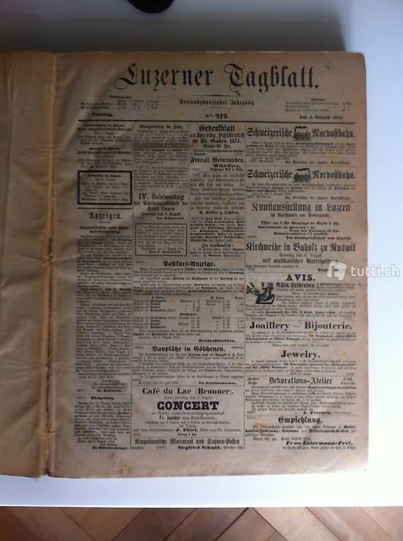 Luzerner Tagblatt von 1874 (Unikat)