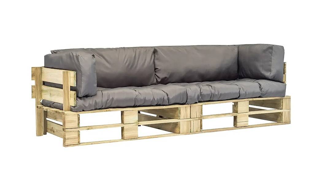 Palettensofa-Set 2-tlg. mit Grauen Kissen Grünholz in Zug kaufen