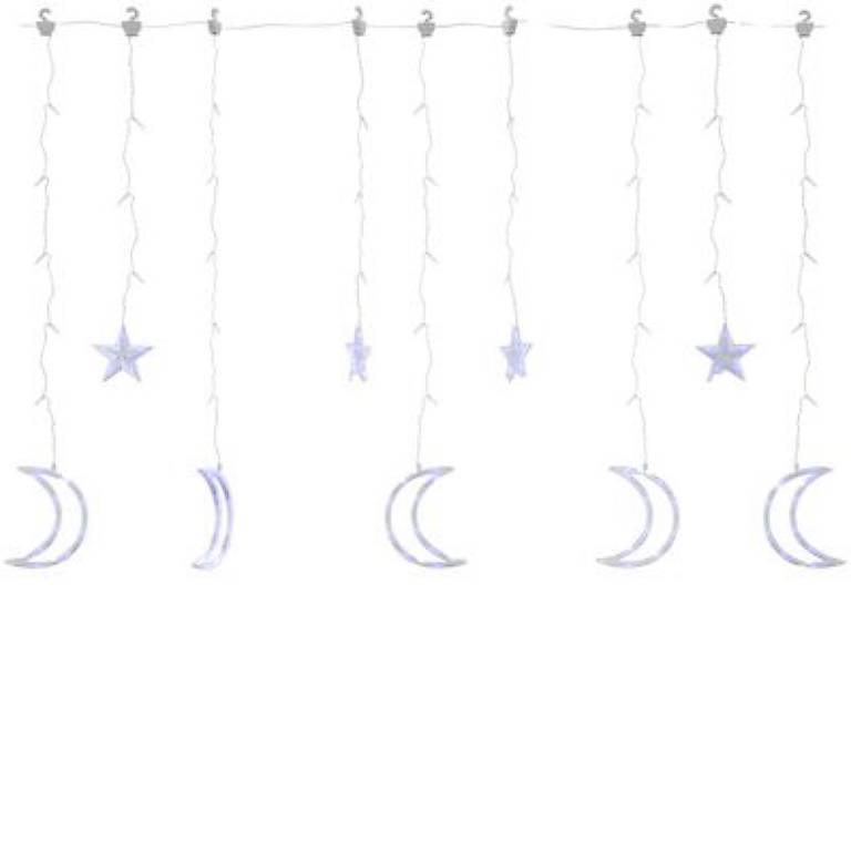 Lichterketten Stern und Mond Fernbedienung 138 LED Blau