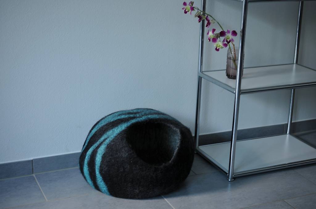 Katzenhöhle Filz Schwarz Türkis Maison pour chat feutre in ...