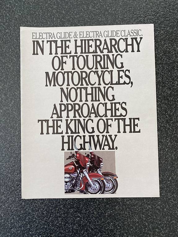 Harley Prospekt, Katalog, Broschüre Electra Glide 1986 im Kanton Zürich