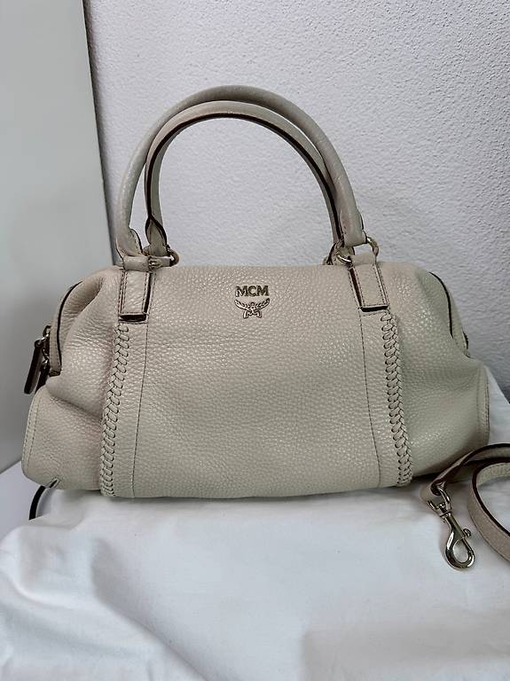 Vintage Mcm Weisse Tasche MCM Handtasche Duffelbag Leder Creme