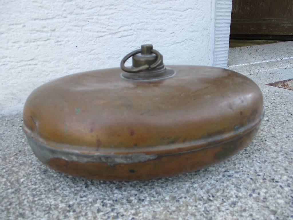 Ancienne Bouillotte En Cuivre Ovale - 18 X 25 Cm - Literie Vintage