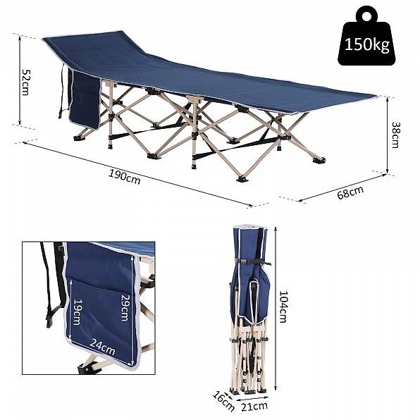TOMOUNT Feldbett Ultraleicht – 190x70 Cm, Klappbar, Aluminium, Bis 150 Kg, Tarngrün