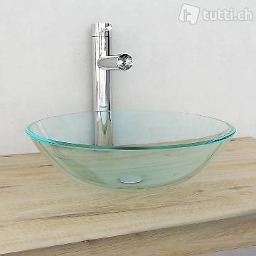  Waschbecken gehärtetes Glas 42 cm transparent