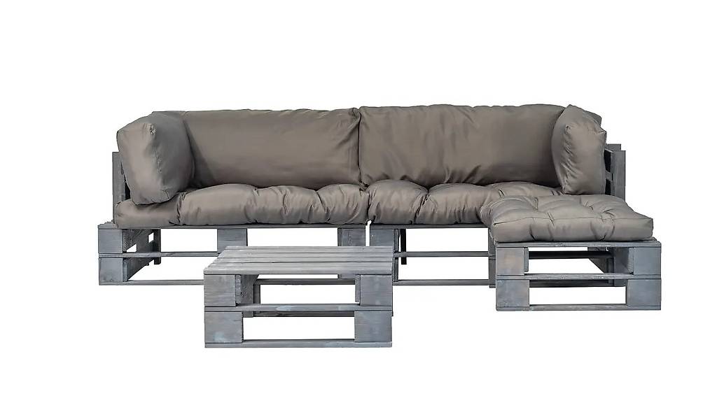 4-tlg. Garten-Lounge-Set Paletten Graue Auflagen Holz in Zug kaufen