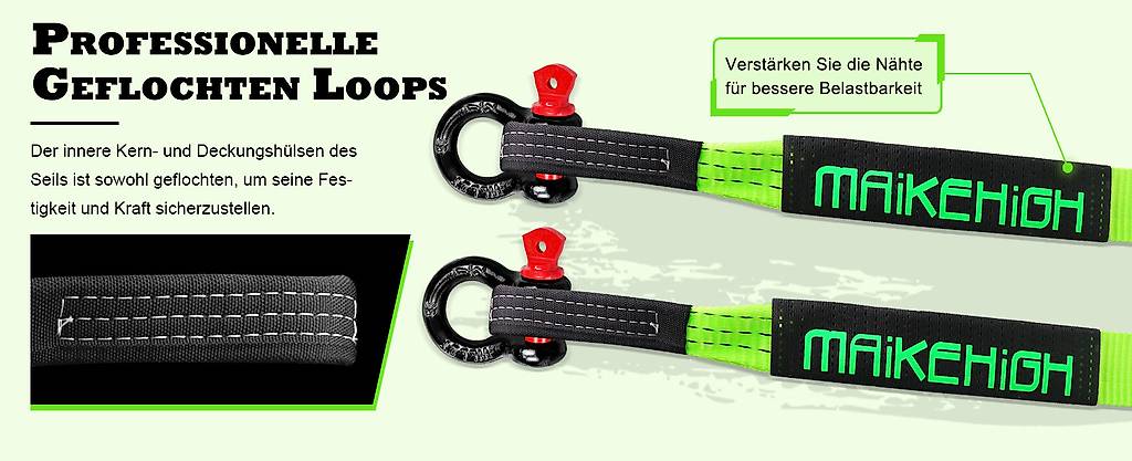 Abschleppseil 4m Auto - Hochfestes Polyester Seil Mit 2 U-Haken & Tasche