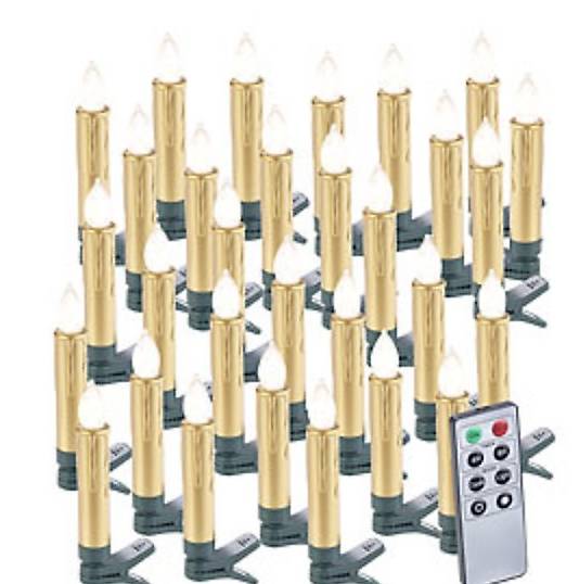 30er-Set LED-Weihnachtsbaumkerzen mit Fernbedienung und Time