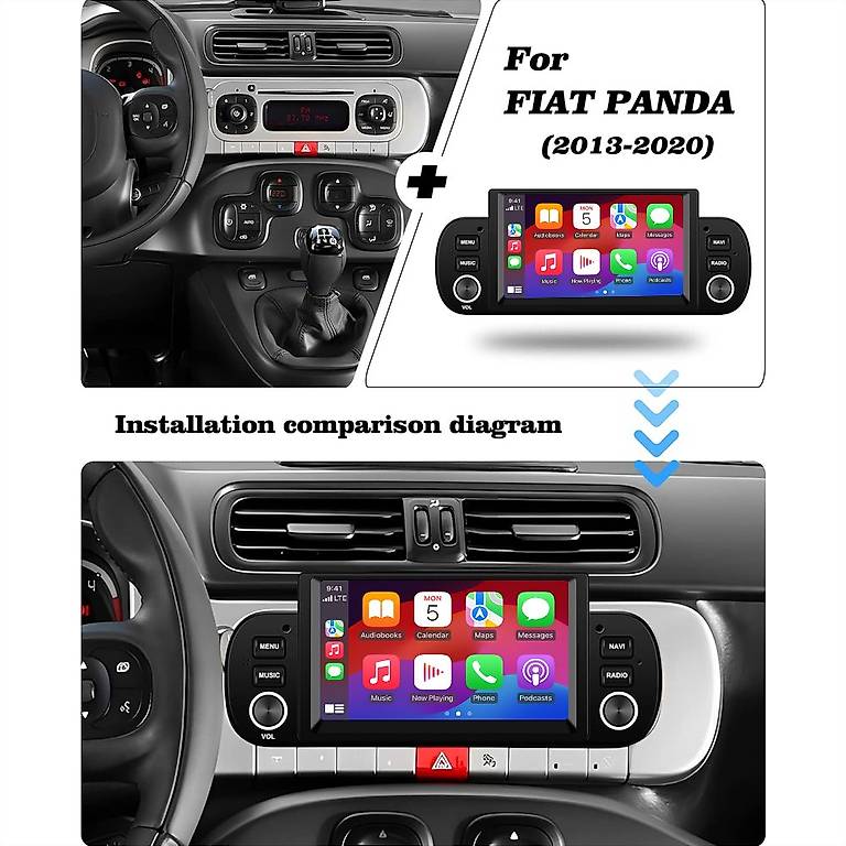 RoverOne Für Fiat Panda 2004-2012 Android 7,1 Autoradio Auto ultiedia Player I
