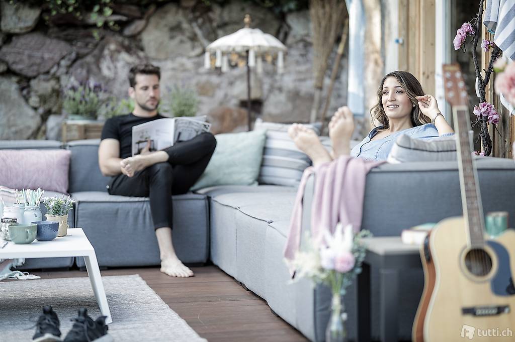  Allwetter Lounge Outdoormöbel Sofa Grau