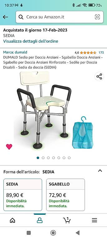 DUMALD Sedia per Doccia Anziani - Sgabello Doccia Anziani