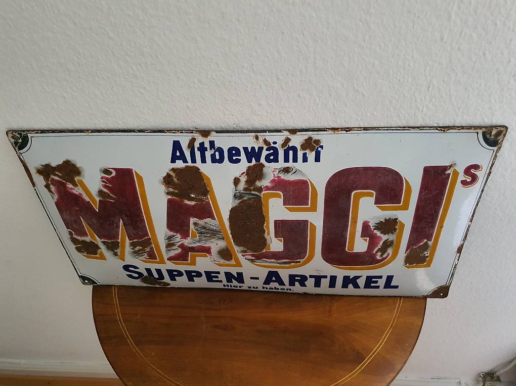Altes Emailschild Maggi Suppen Emaille Schild Vintage 30er im Kanton