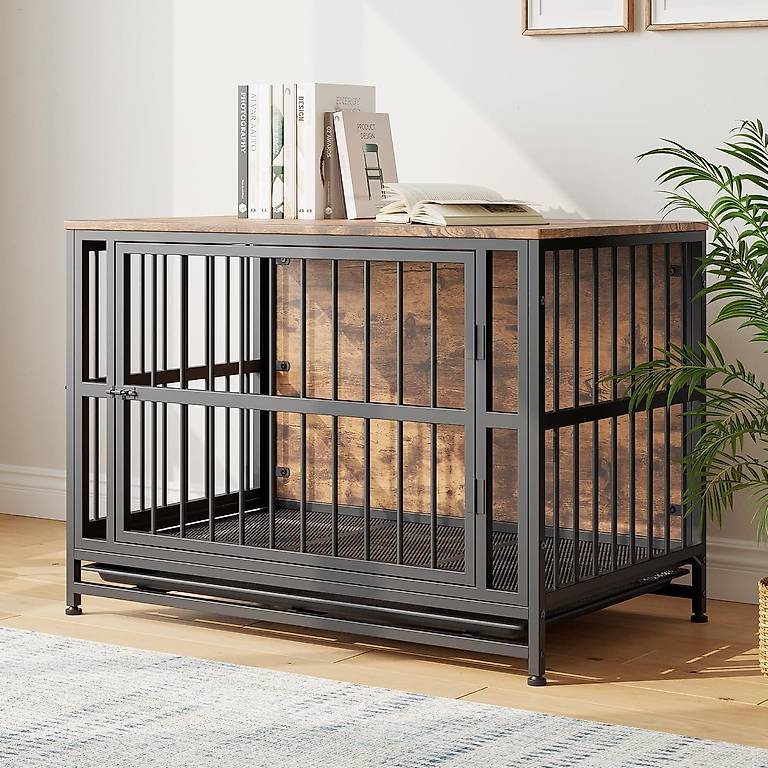 MAHANCRIS Hundebox Möbel - 80 Cm Hundekäfig Mit Kissen & 2 Türen